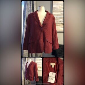 APPLESEED’S Red Wool Button Blazer Coat Jacket - 14 - New without tags